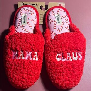 Dearfoams Festive Red Mama Claus Slippers